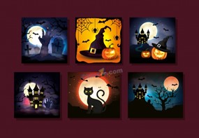 万圣节正方形卡片矢量素材